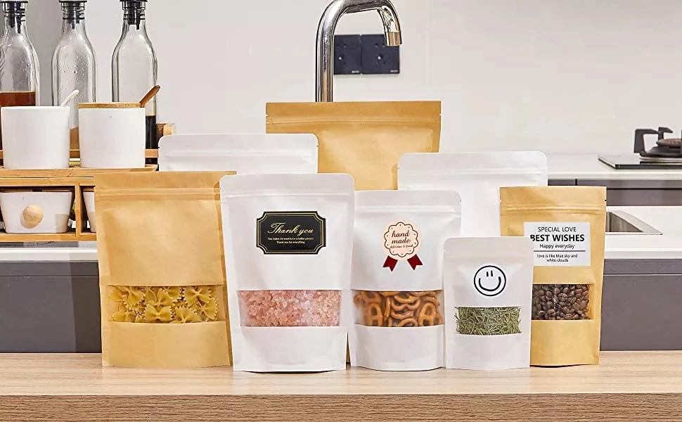 Wholesale Loose Tea Bags Private Label Kraft Paper Bags for Tea Packaging Stand up Empty Flat Tea Bag Packaging Zip Lock