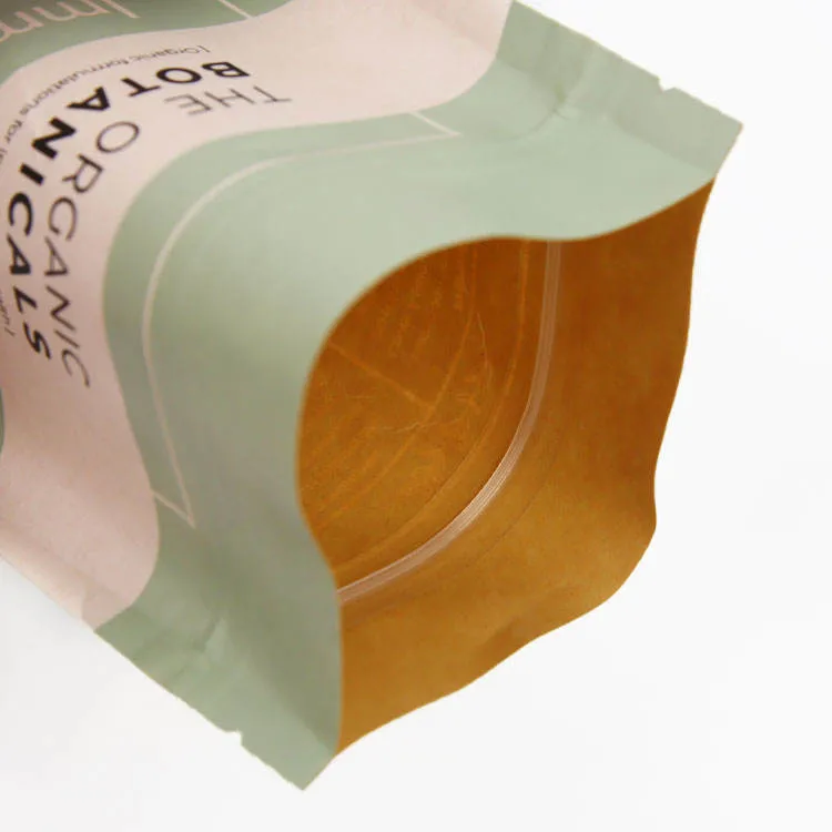 Custom Resealable Ziplock Stand up Pouch Kraft Paper Tea Coffee Snack Packaging Food Bags