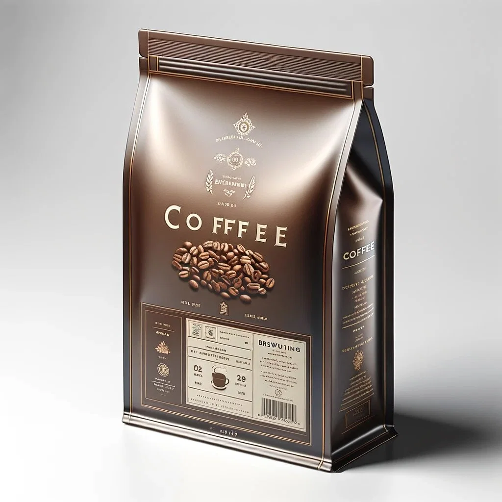 Modern Innovative Custom Flat Bottom Black Coffee Powder Packaging Pouches