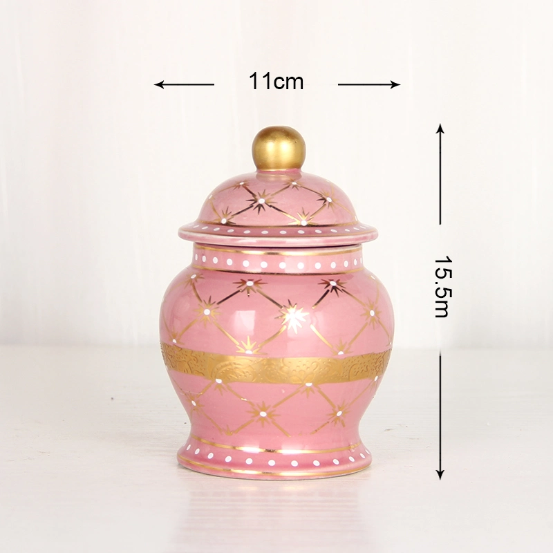 J278p Unique Design Thanksgiving Day Pink Decoration Candle Jar Mini Ceramic Sugar Coffee Tea Jars with Lids