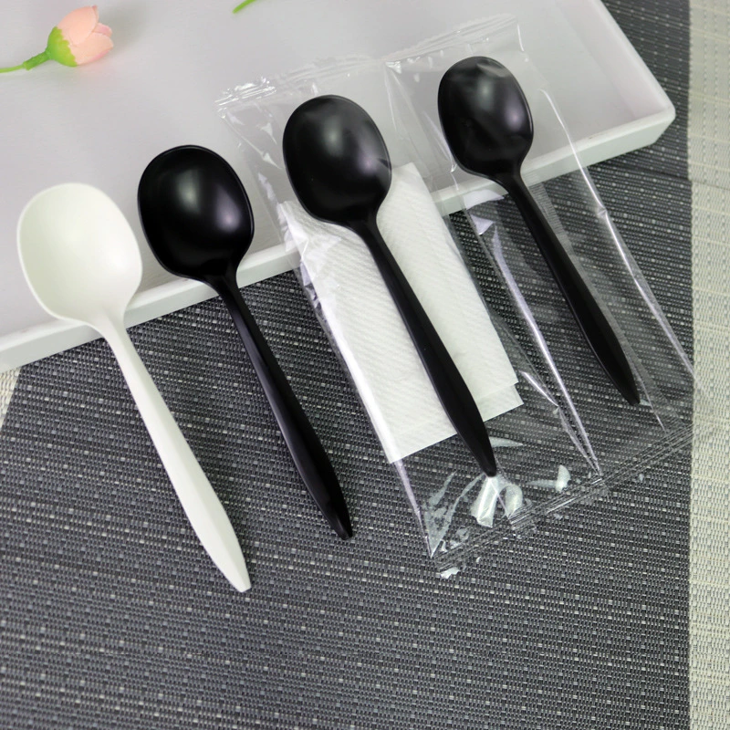 Individually Packaged Disposable Plastic Dinnerware140mm Food Grade Tea Spoon for Home (AU-302)