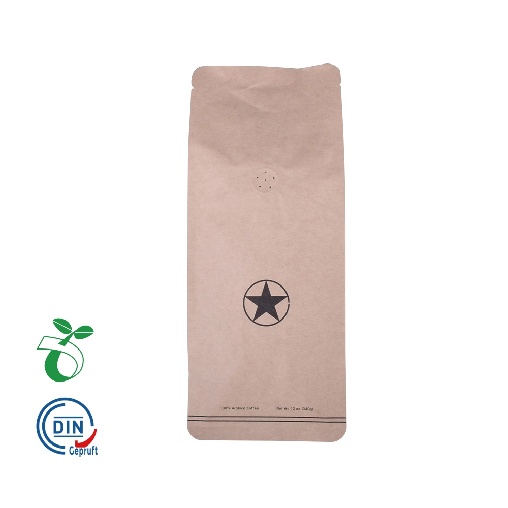 Composatable Resealable Round Bottom Paper Bag for Coffee Beans