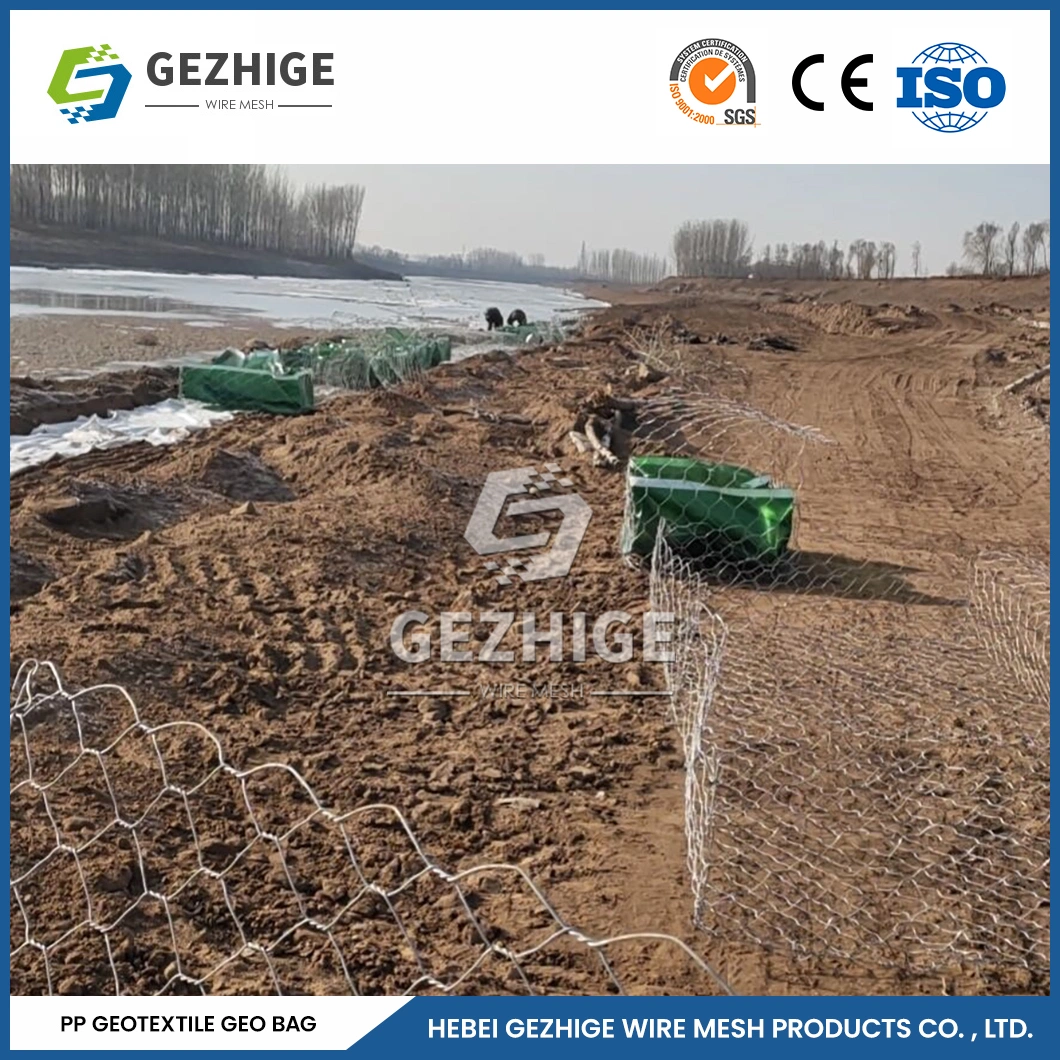 Gezhige 2.0mm Wire Thickness PE Gabion Net Manufacturing 4.0*1.0*0.5m Galvanized Hexagonal Gabion Box China Chemical Resistance Geotextile Fabric Bag