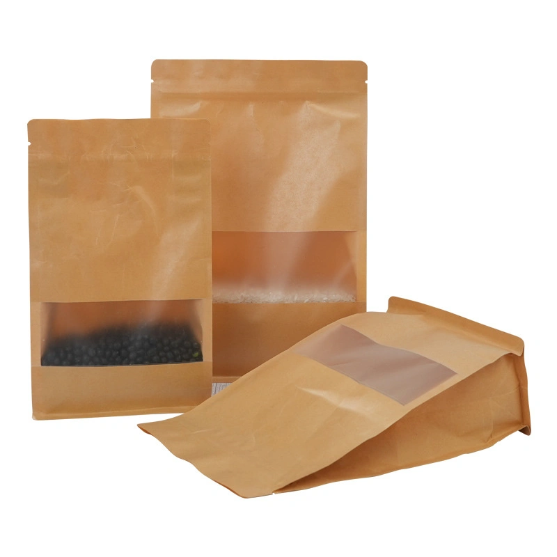 Kraft Paper Self-Supporting and Self Sealing Bag, Thickened Tea and Snack Packaging Bag, Flour Sealed Packaging