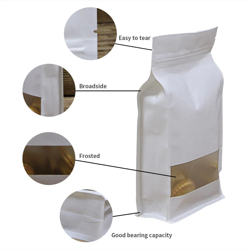 Recycle Stand up Pouch Kraft Paper Tea Bag Food Packaging with Clear Window