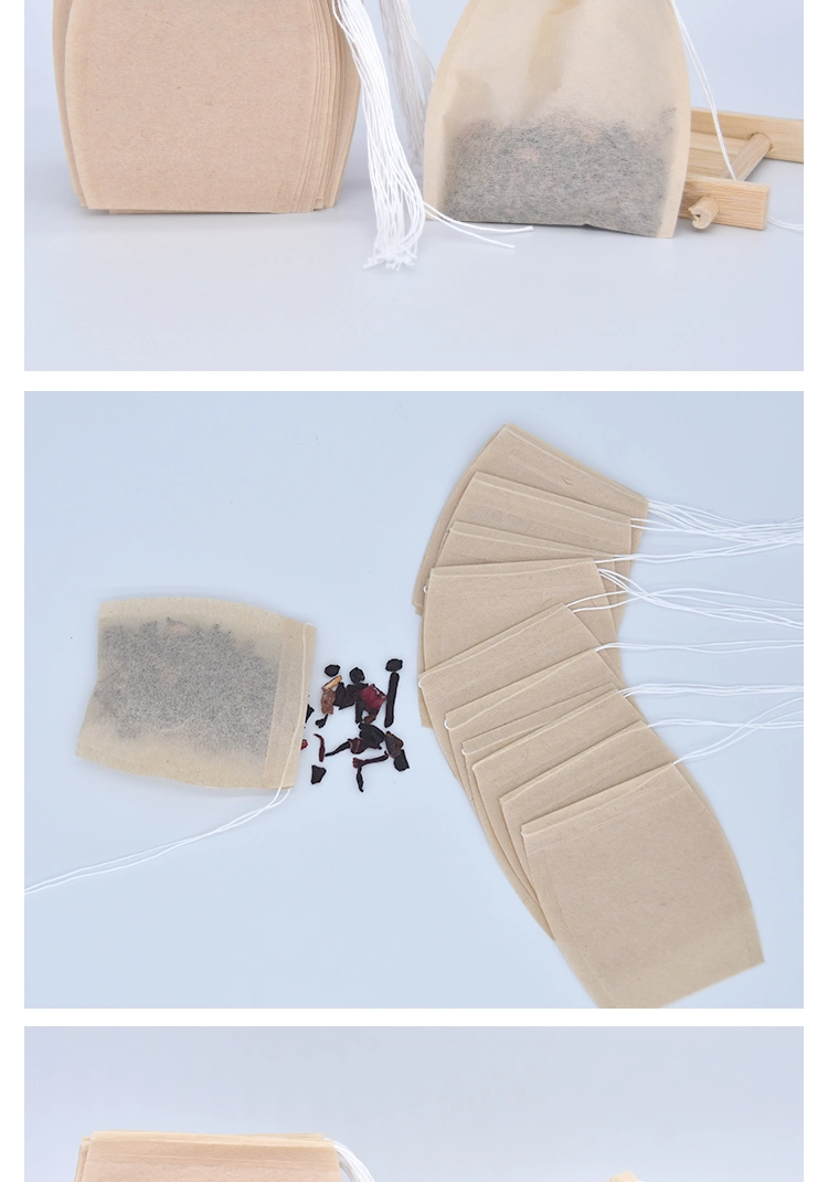Disposable Bucket Shape Empty Filter Paper Tea Bags Coffee Packaging Pouches with Strings (65X 95mm)