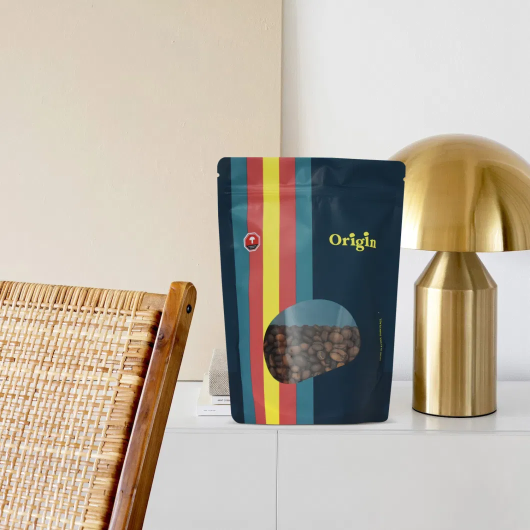 Custom Printed Customized Gravure Printing Hot-Sale Craft Paper Packaging with Window Coffee/Tea Ziplock Bags