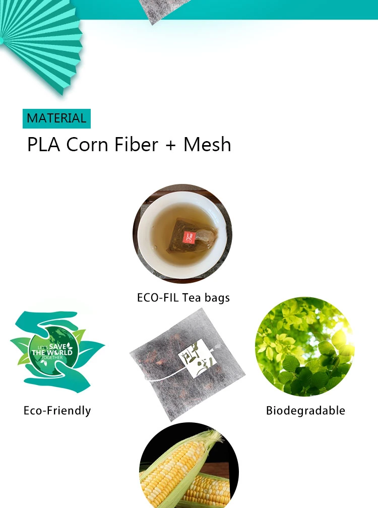75 X 90mm 25g Eco-Friendly PLA Corn Fiber Teabag with Label