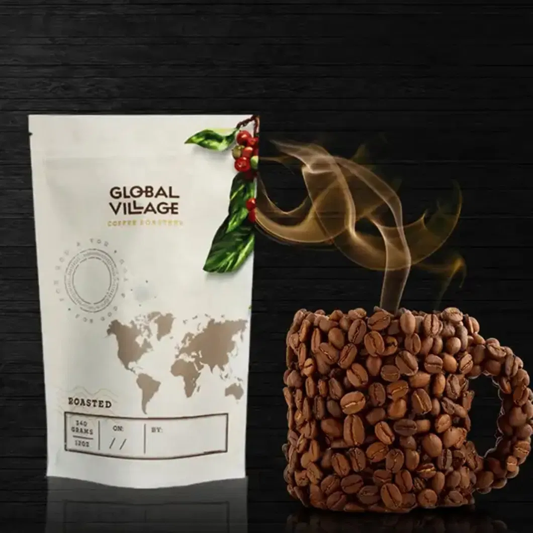 Compostable Custom Printed Logo Ziplock Biodegradable Valve Stand up Pouch Kraft Paper Packaging Tea Bags Coffee Bag