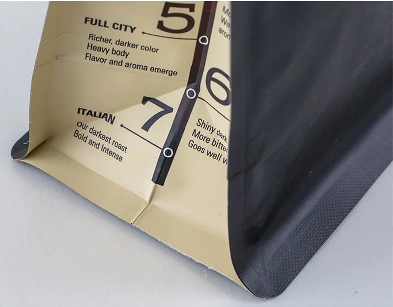 Custom Printed Aluminum Foil Food Drip Filter Stand up Packaging Flat Bottom Zipper Bean Tea Coffee Bag with Valve and Zipper Popular
