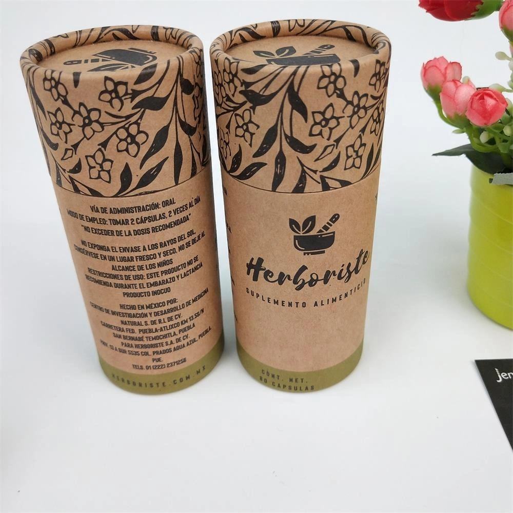 Eco Friendly Custom Food Kraft Matte Tea Box Cylinder Paper Tube Packaging