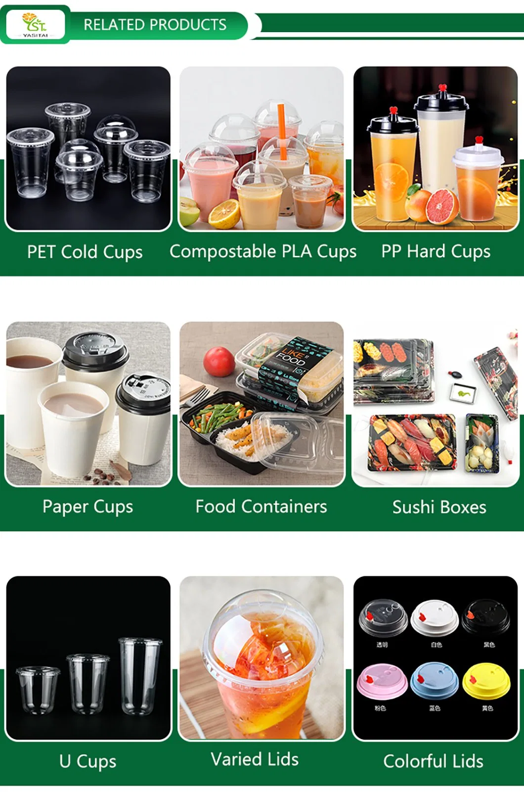 Yogurt Cup PLA Cup Clear Plastic Packaging Disposable with Lids for Cold Drinks Ice Coffee Tea Custom 10/12/14/16/20/24 Oz Party