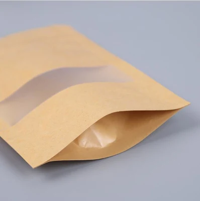 Custom Compostable laminado biodegradables Brown levantarse la parte inferior de la bolsa de papel Kraft de alimentos para el té de caramelos de café envasado