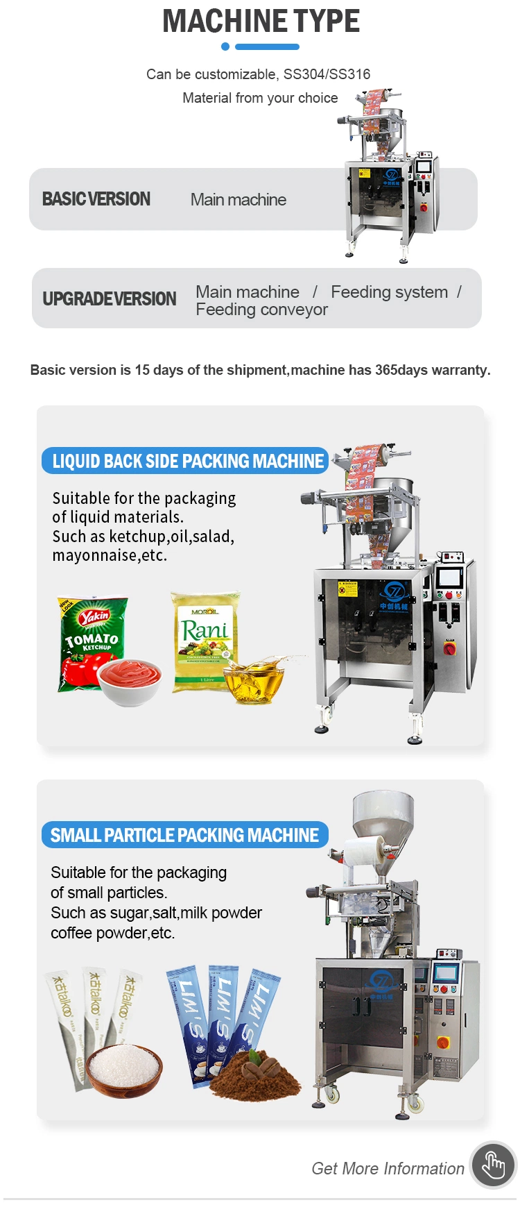 Zhongchuang Machinery Custom Automatic Three Four Side Sealing Stick Sachet Water Bag Filling Milk Mayonnaise Packaging Machine