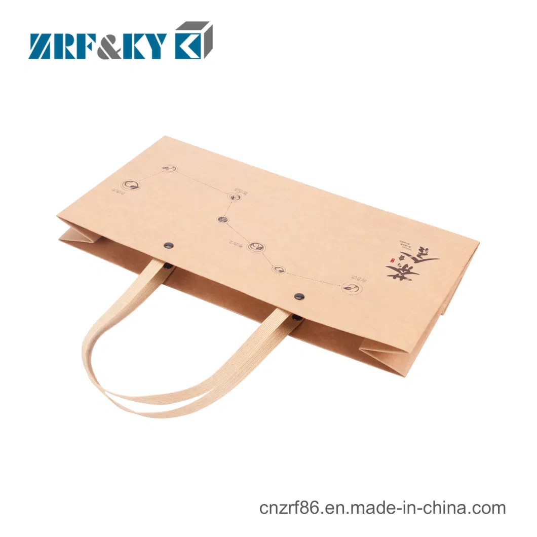 Custom Luxury Craft Shopping Kraft Paper Packaging Tea Gift Bag