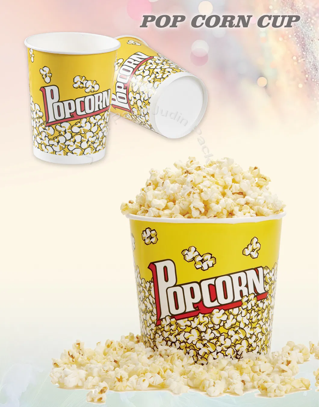 Custom Printed Biodegradable Cinema Disposable Popcorn Bucket Thicken Paper Container