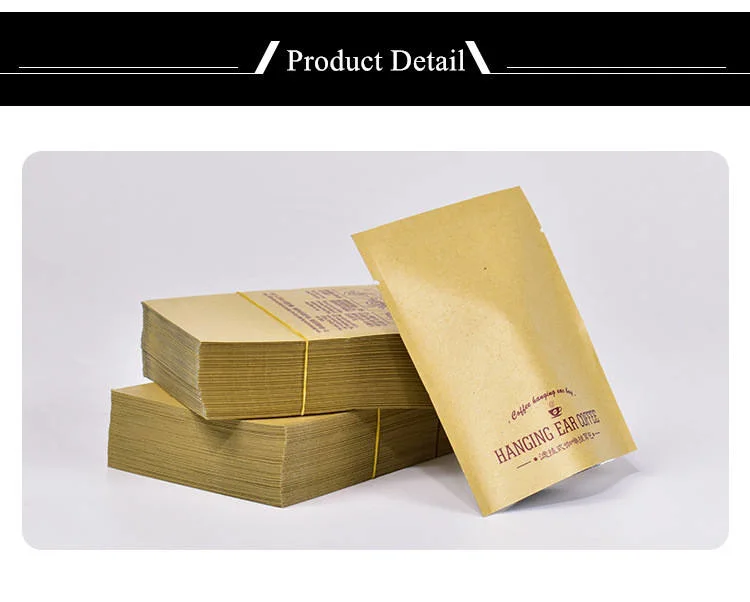 Eco Friendly Brown Kraft Paper Flat Plastic Aluminum Foil Drip Coffee Bag Custom Print Size Color High Quality Hermetic Bag 250g 500g 100g 300g 600g 700g