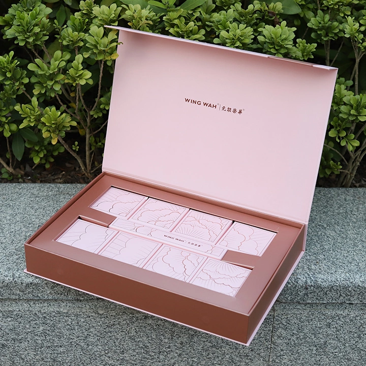 Firstsail Hot Sale Pink Luxury Cardboard Magnetic Folding Gift Tea Candy Cookie Chocolate Biscuits Moon Cake Paper Box Packaging