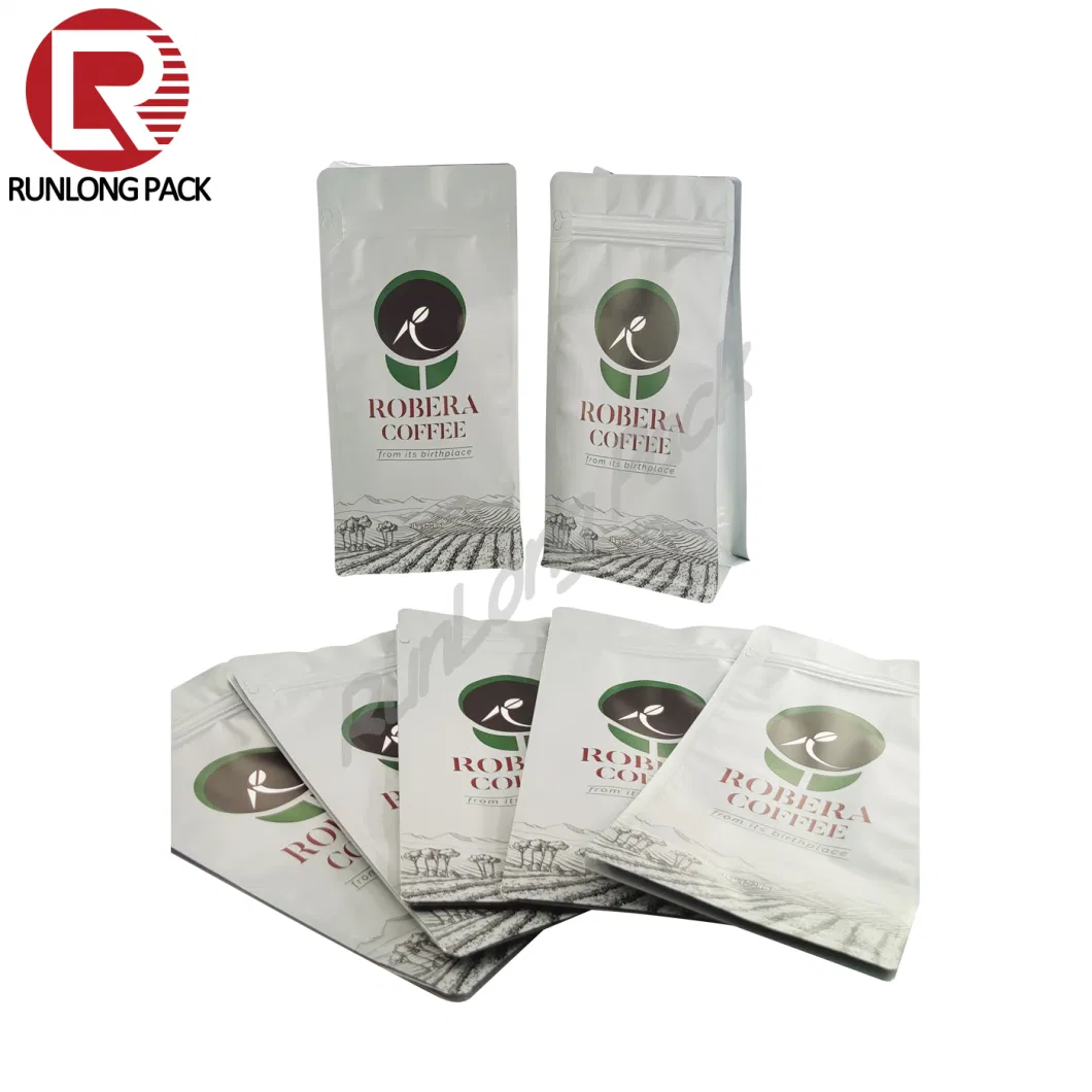 Runlong Pack Flat Bottom Eight-Sealing Plastic Packaging Bag for Cafe