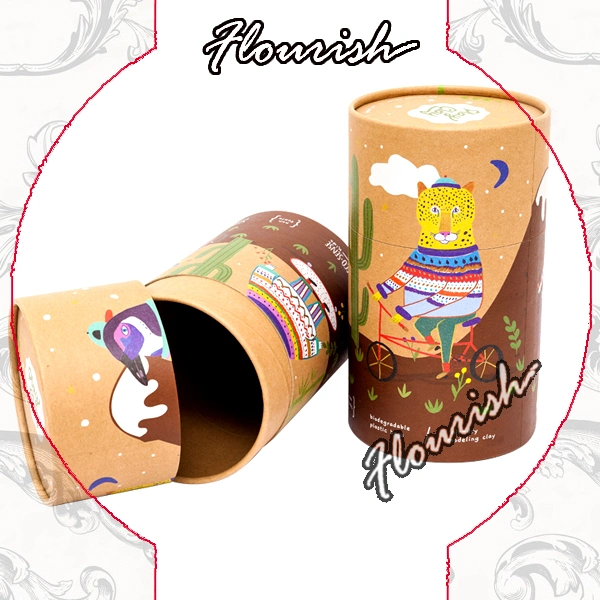 Cute Fancy Art Paper Round Tube Cylindrical Corrugated Paper Tea Coffee Paper Jar