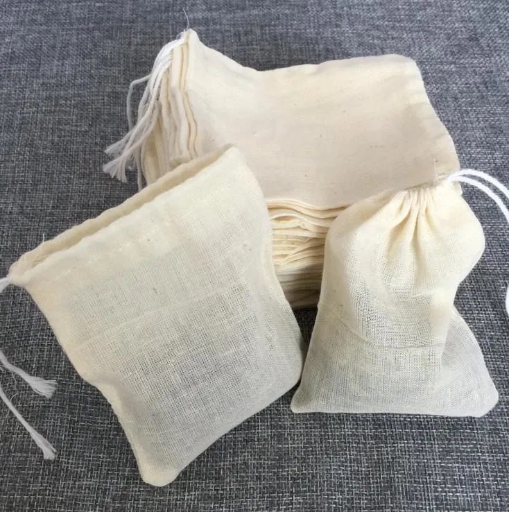 10*15cm Customized Eco-Friendly Cotton Yarn Bag Empty Tea Bags with String