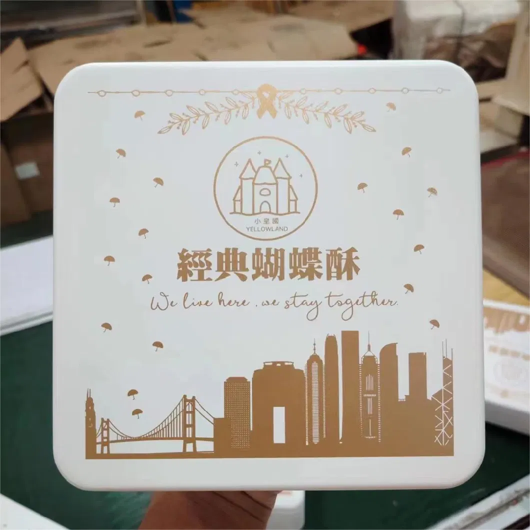 Custom Food Packaging Square Embossed Cookies Metal Storage Box Biscuits Tins Packaging
