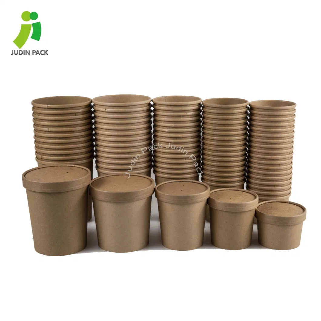 Compostable Customized Logo Kraft Paper Soup Storage Container