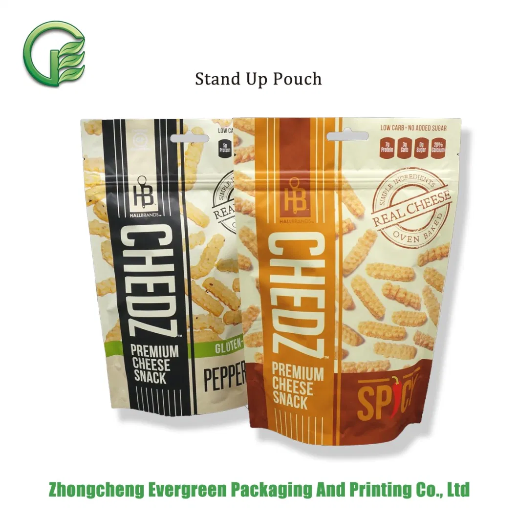 Matt Printing Metallized PE High Barrier Resealable Zipper Snack Packing Small Size Pouch Cheese Snack Lamianted Plastic Aluminium Foil Stand up Food Packaging