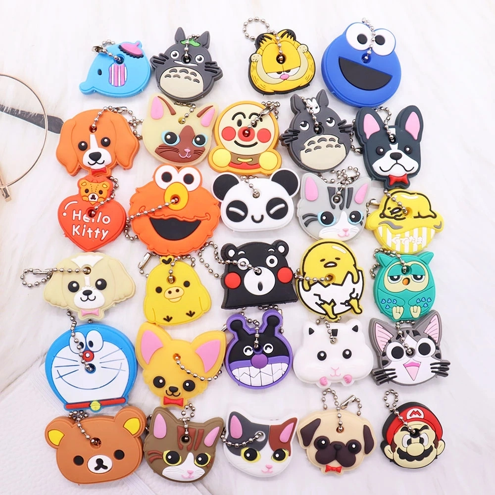 Cute Fashion Cartoon Anime Design Personalized Logo &amp; Shape Cat Animal PVC Rubber Silicone Keychain