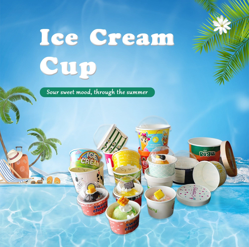 White Mug Biodegradable Compostable Ice Cream Containers All Size of Paper Cup for Yougurt