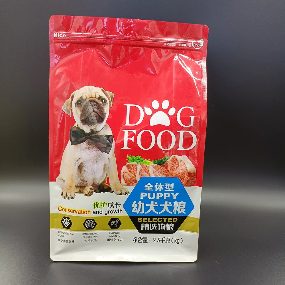 Eight Side Seal Flat Bottom Dog Pet Food Packaging Bag with Zipper