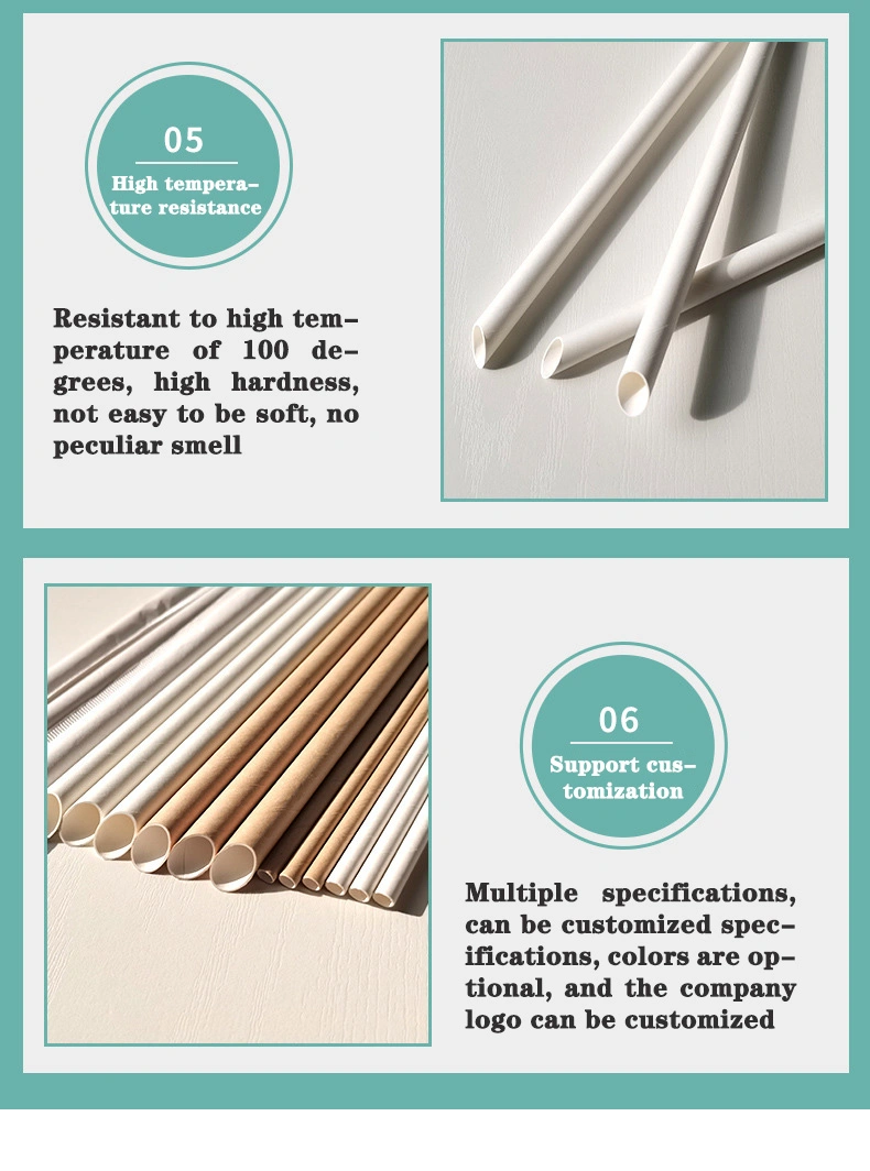 Individually Packaged Paper Degradable Drinking Straws Custom Logo