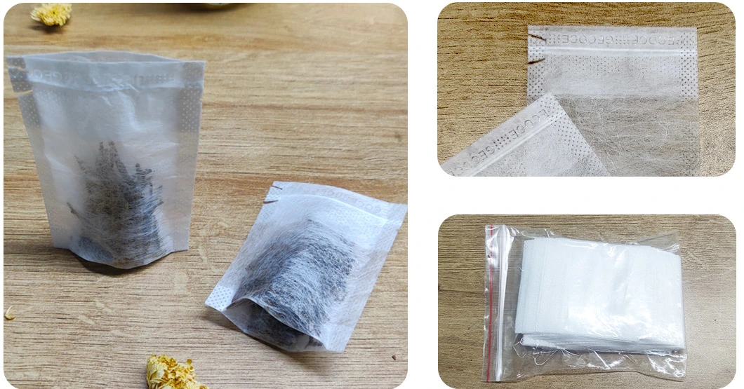 Biodegradable Tea Filter Bags PLA Corn Fiber Empty Coffee Tea Bag with Concealed Drawstring