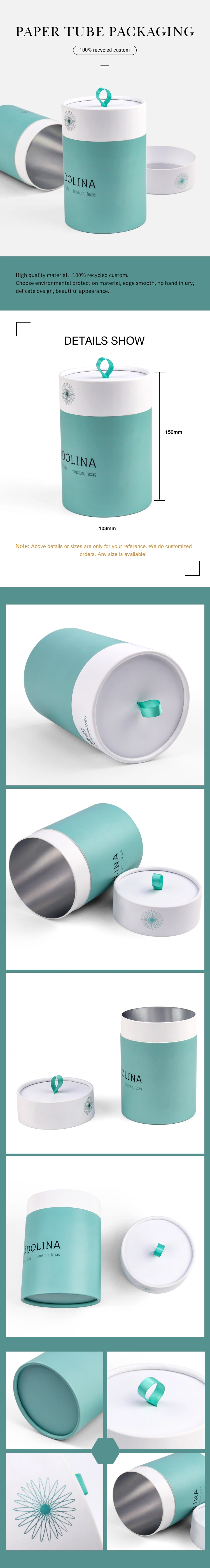 Custom Printing Biodegradable Cylinder Food Paper Cardboard Premium Tea Canister Bags Tube Box Packaging for Loose Tea Package