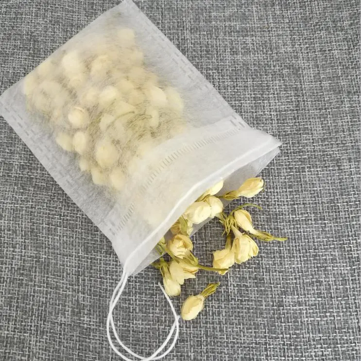 Customized 6*8cm Biodegradable Corn Fiber Empty Tea Bag with Drawstring