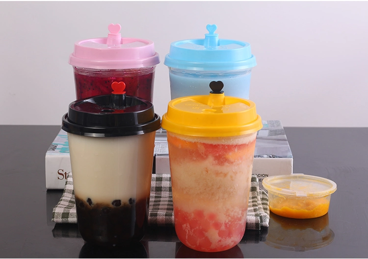 Disposable Fat U-Shaped Cup Transparent Plastic Milk Tea Round Bottom Creative Outsourcing Packaged Juice Coffee Cup 500ml