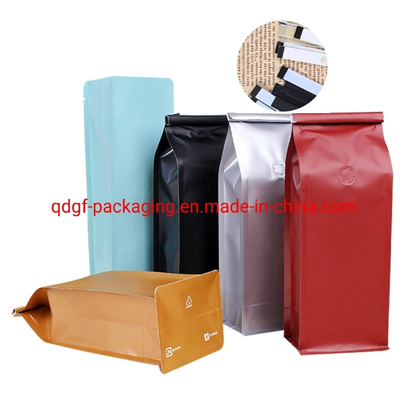 Custom Compostable Recyclable Zipper Lock Biodegradable Kraft Paper Flat Bottom Coffee Tea Food Plastic Packaging Bag Air Vents, Flat Plastic Bags.