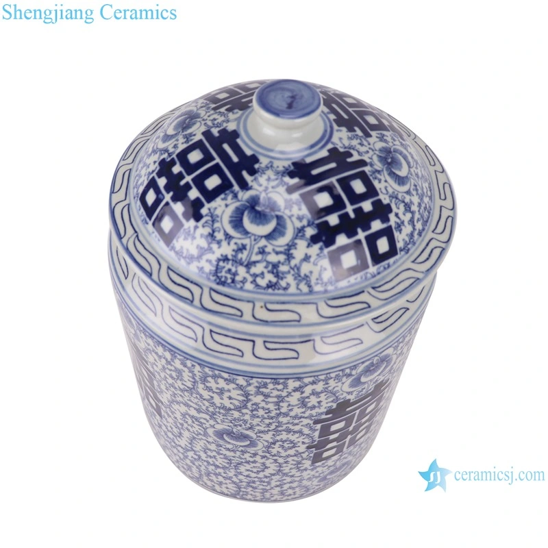 Rzsi08 Jingdezhen Blue and White Tangled Branch Pattern Ceramic Tea Jar with Lid