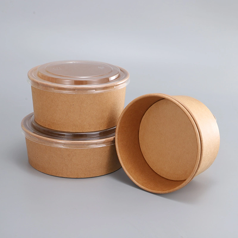 21oz 28oz 500ml 750ml 1100ml 1380ml Brown Kraft Bamboo Paper Food Container with PLA Lids