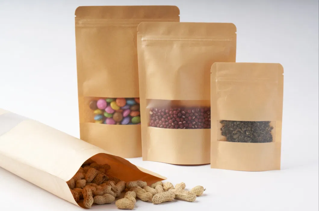 Tea Bag Kraft Paper Self Sealing Bag Coffee Seeds Sweets Ziplock Seal Paper Bag Resealable Pouch Packaging