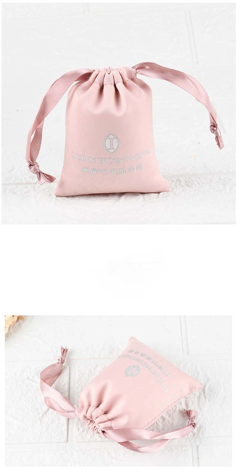 Light Pink Solid Color Blank Cotton Storage Bag Wholesale Release Bag Storage Bag Drawstring Tea Gift Bag