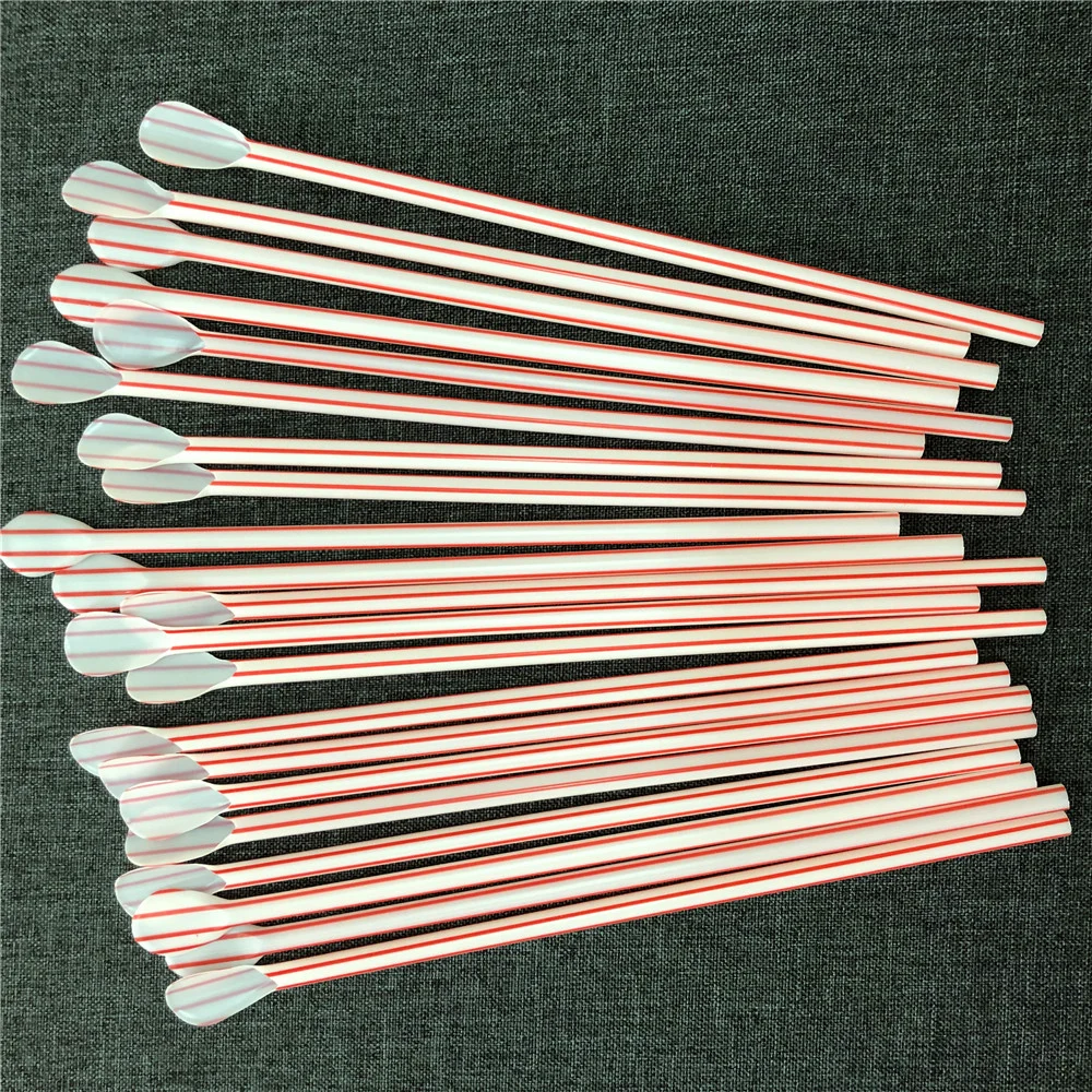 Disposable Spoon Type Straw Single Individually Packaged Milkshake Smoothie Colorful Bubble Tea Straw with Spoon