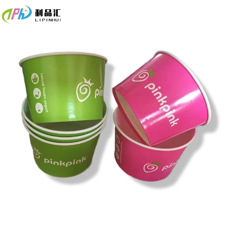 Custom Printing Logo Disposable to Go Modern Ice Cream Packaging Container Ice Cream Cup with Lid Spoon