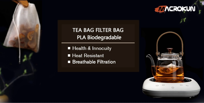 Biodegradable PLA Corn Fiber Empty Tea Bag with Drawstring