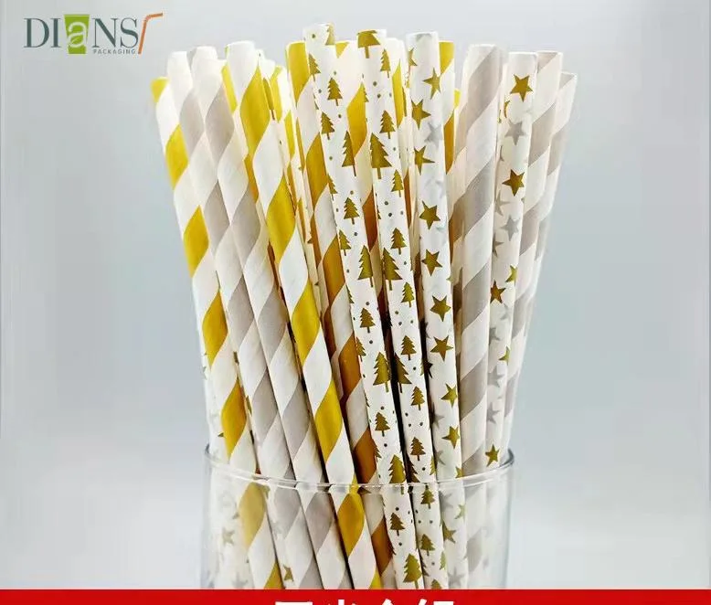 PLA Material Colorful Bubble Tea Straight Straw Degradable Individually Packaged Straws with Wrap Printing Paper