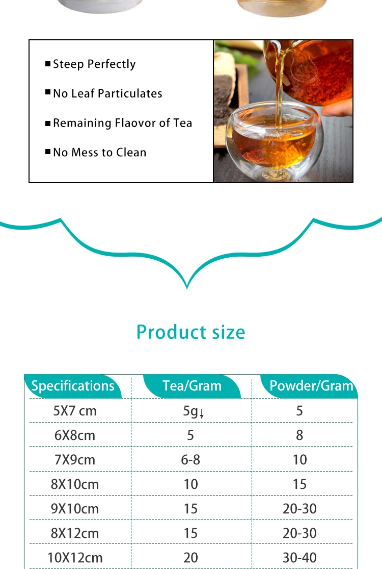 Customized Creative Shaped Empty Filter Paper Disposable Tea Bags with Strings (50X 60mm)