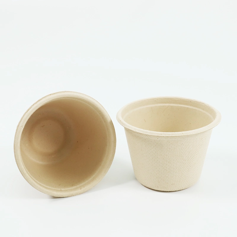 Eco-Friendly Compostable 1 Oz 2 Oz Disposable Bagasse Sauce Cups Food Containers with Lid