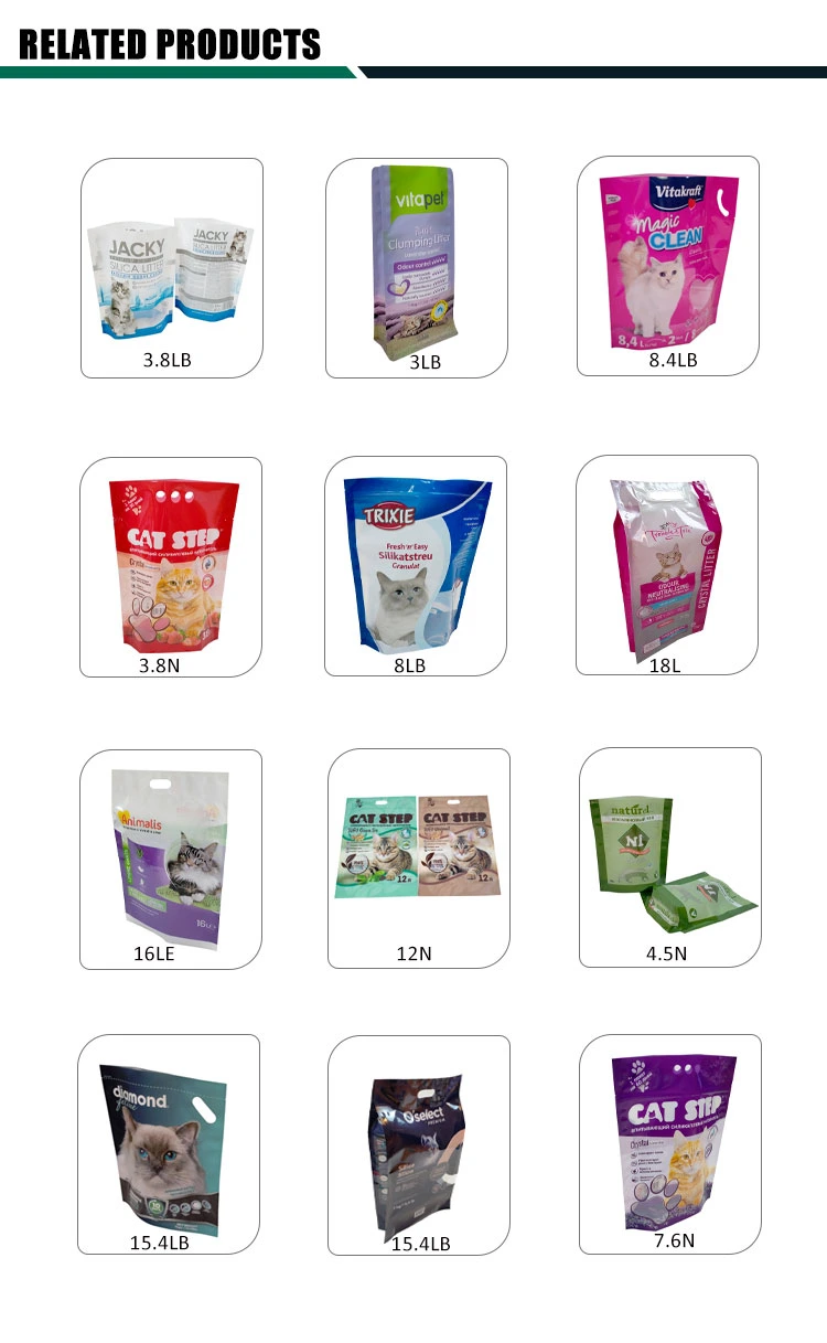 Custom Printed Empty Tofu Cat Litter Sand Plastic Packaging Bag with Window