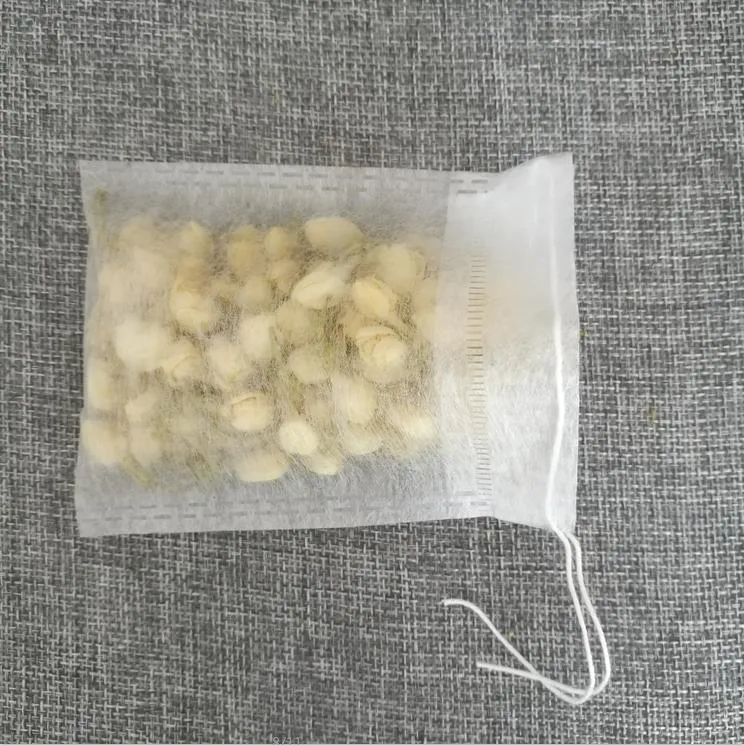 Customized 6*8cm Biodegradable Corn Fiber Empty Tea Bag with Drawstring