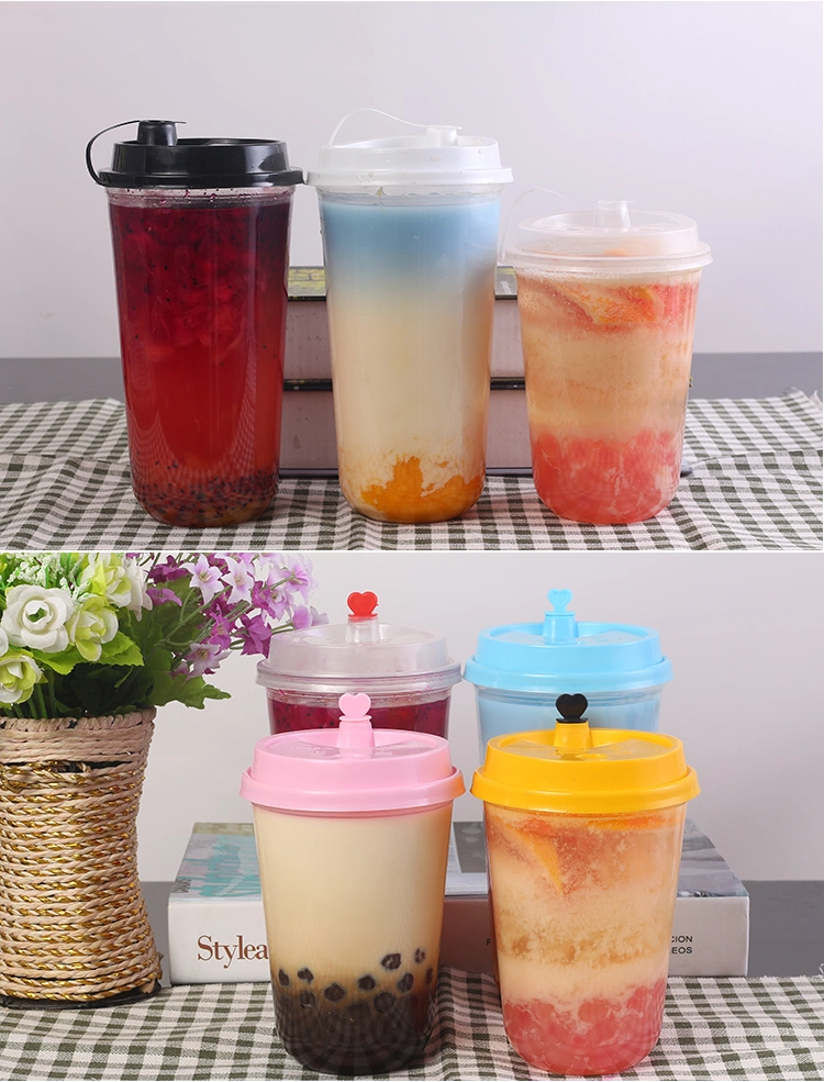 Disposable Fat U-Shaped Cup Transparent Plastic Milk Tea Round Bottom Creative Outsourcing Packaged Juice Coffee Cup 500ml